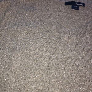 Basic V-neck sweater, grey with subtle sparkle